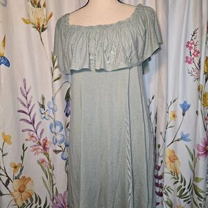 Abercrombie & Fitch Women’s Small Light Gray Off The Shoulder Ruffle Mini Dress